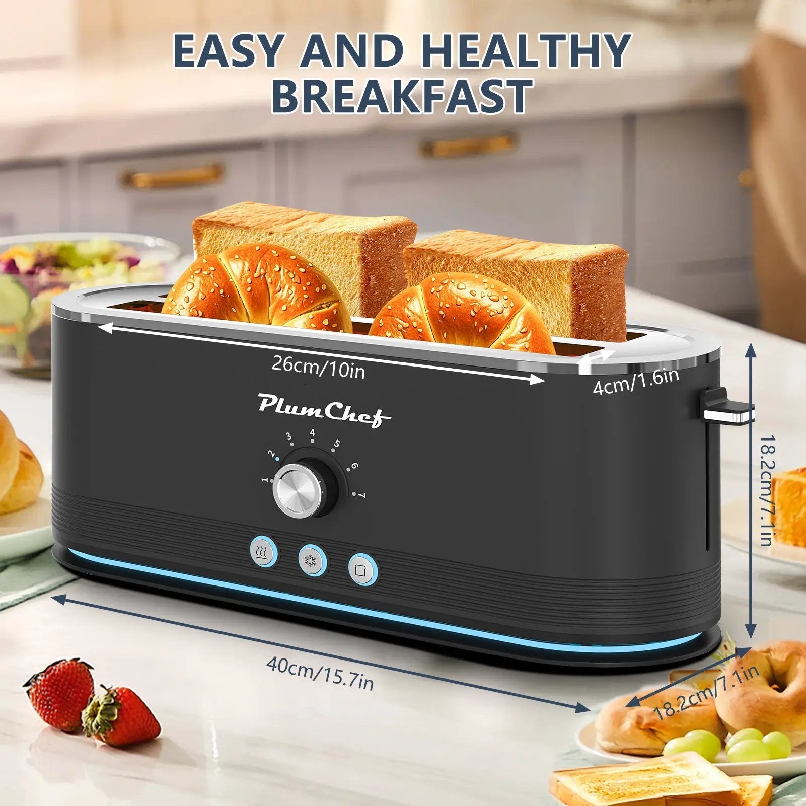 4-Slice Stainless Steel Toaster with 7 Browning Settings by HouseOfZazla