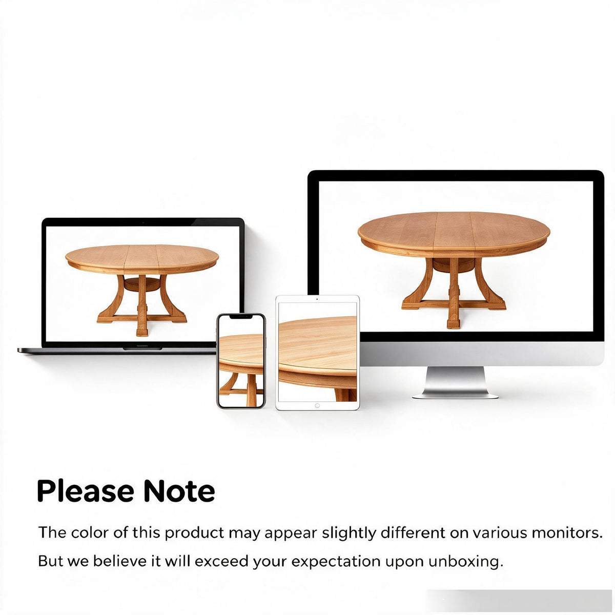 5-Piece Round Extendable Solid Wood Dining Table Set, photo 7 of 10