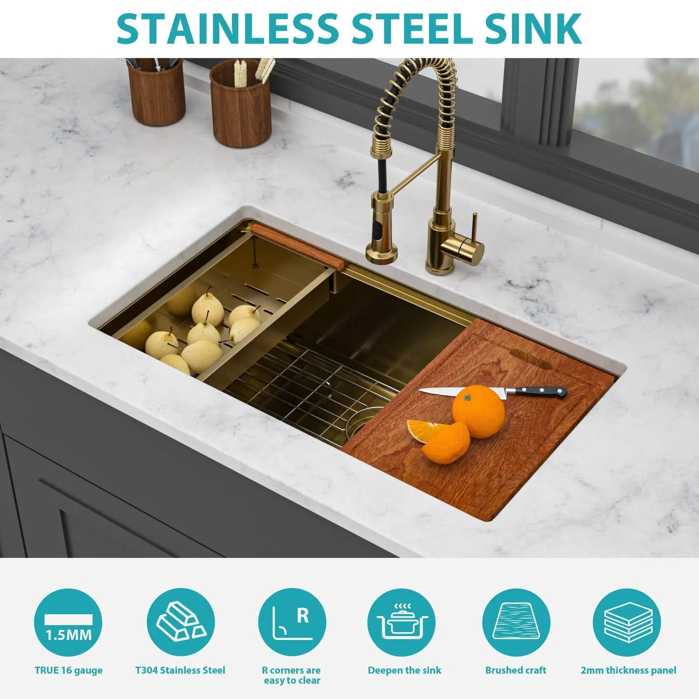 Stainless Steel Undermount Kitchen Sink With Workstation by HouseOfZazla
