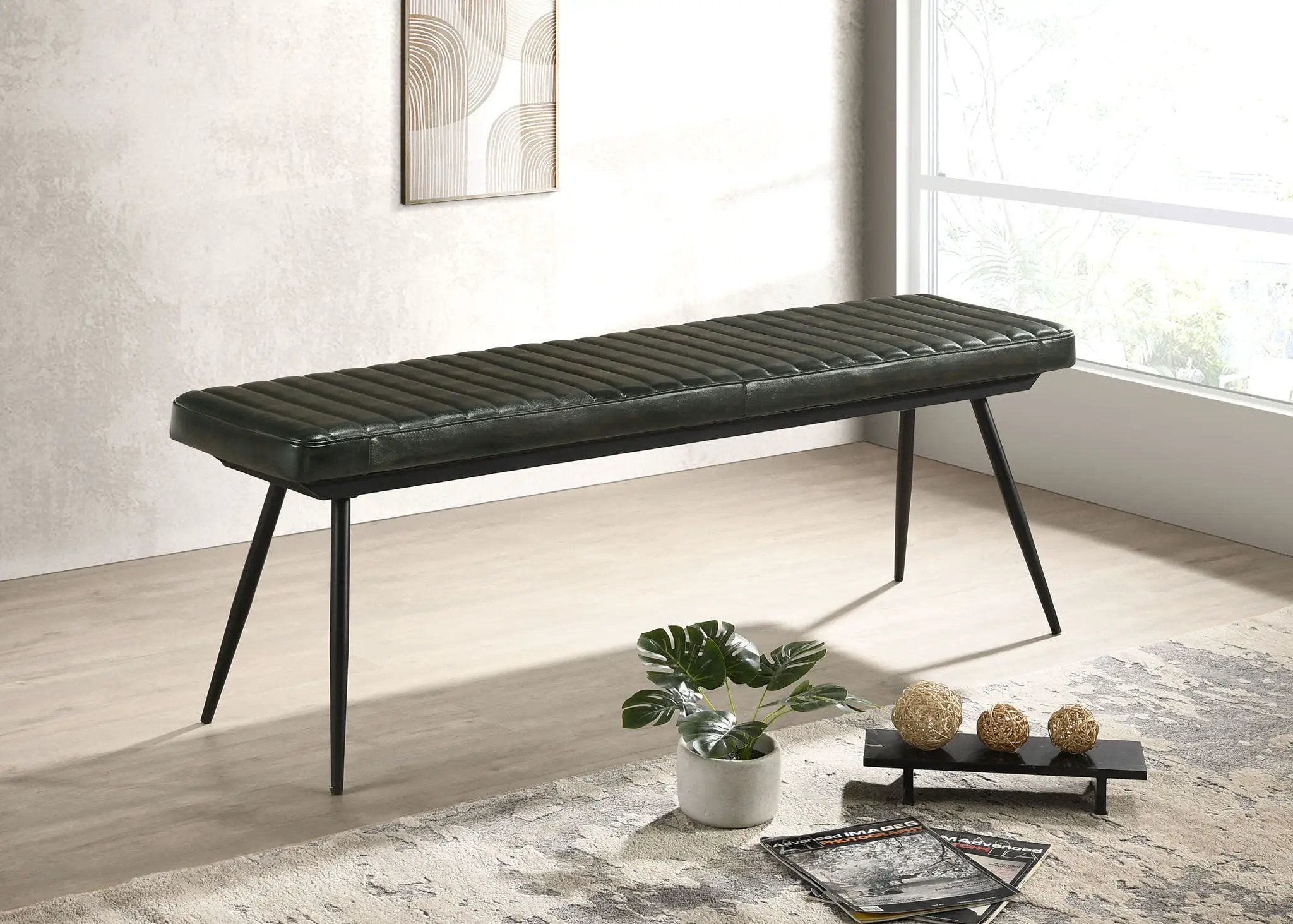 Misty Leather Upholstered Dining Bench Antique Espresso by Unique Piece Furniture