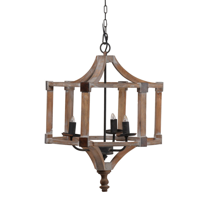 3 Light Wood Drum Chandelier, photo 8 of 12