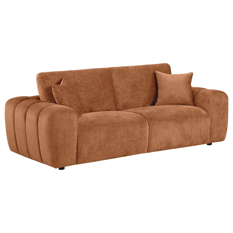 Burnett Chenille Upholstered Wide Arm Sofa Burnt Orange by Unique Piece Furniture