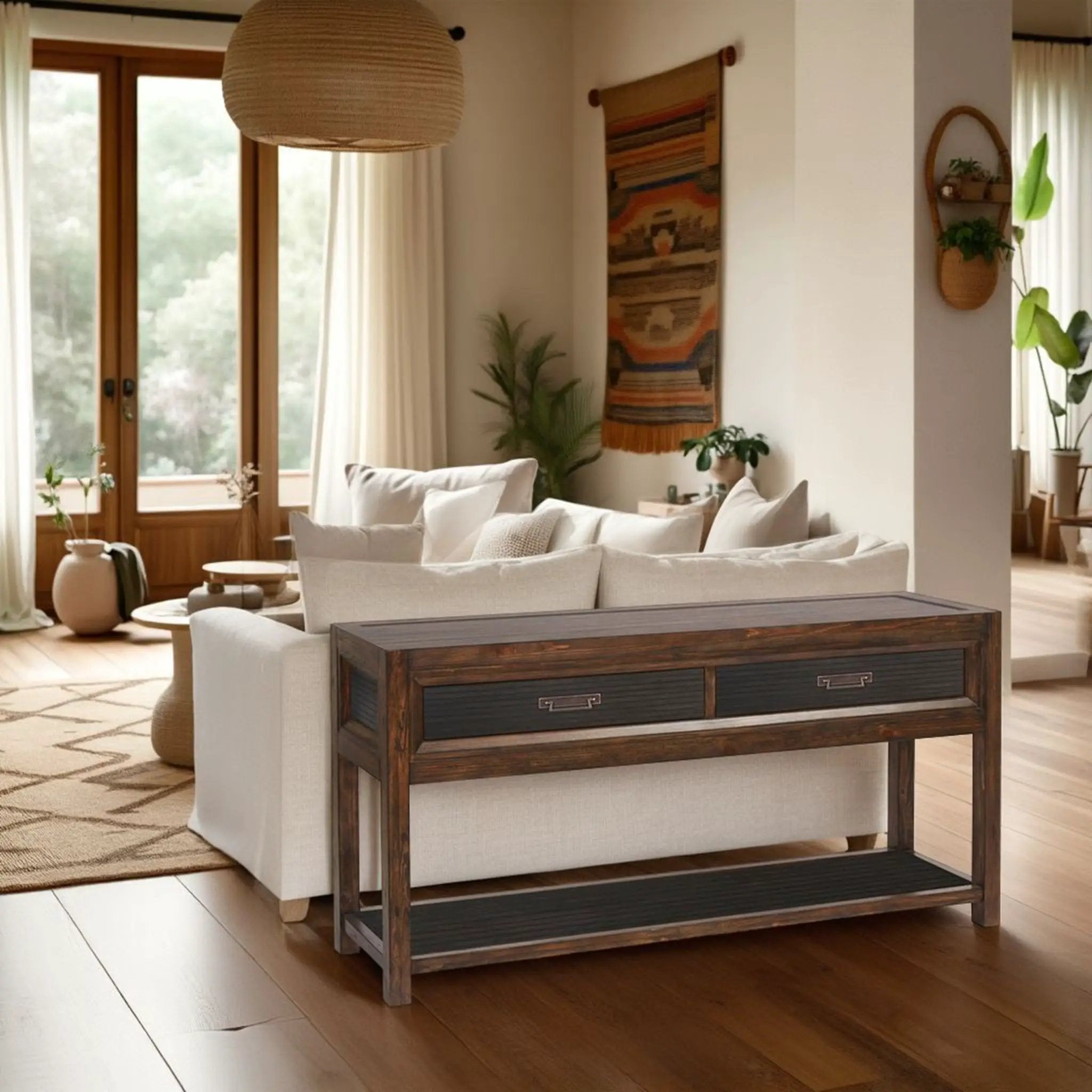 2 Drawer Sofa Table, 2 Tone - Brown by Unique Piece Furniture