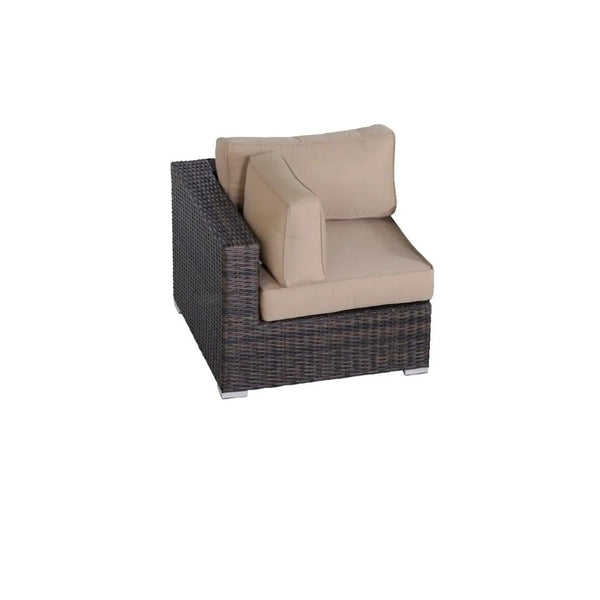 Outdoor 33" Wide Corner Wedge With Cushions - Beige / Brown
