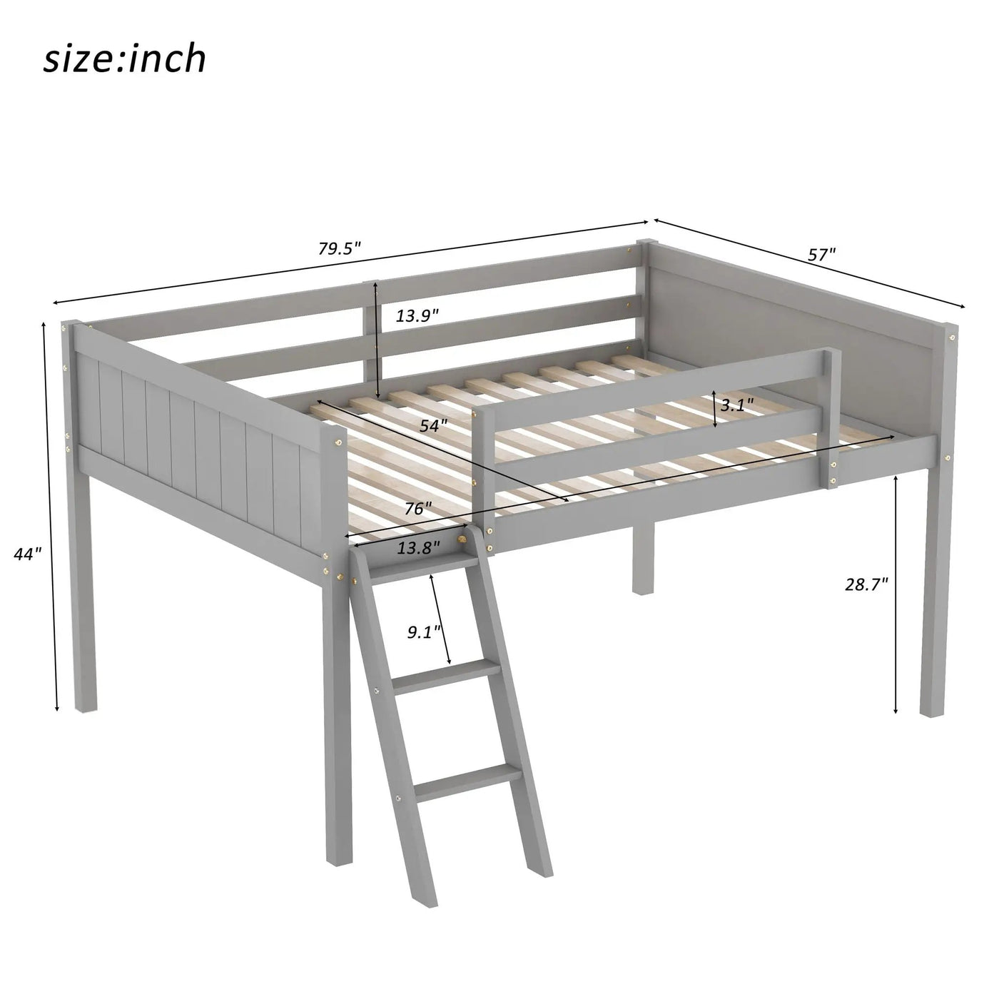 Low Loft Bed With Adjustable Ladder by HouseOfZazla