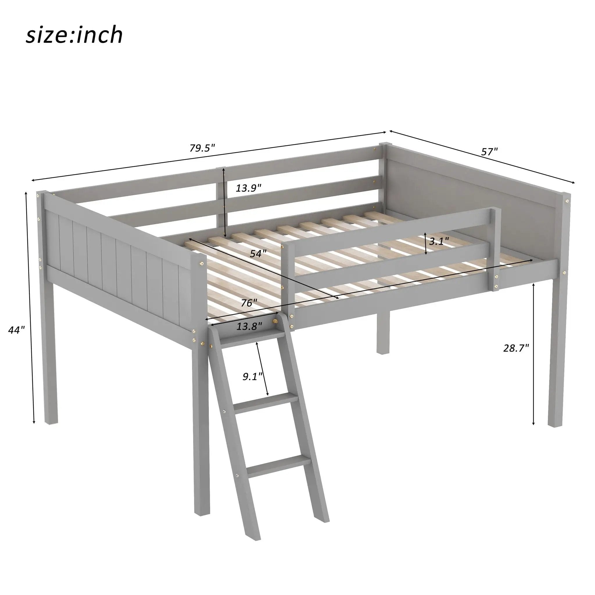 Low Loft Bed With Adjustable Ladder by Unique Piece Furniture