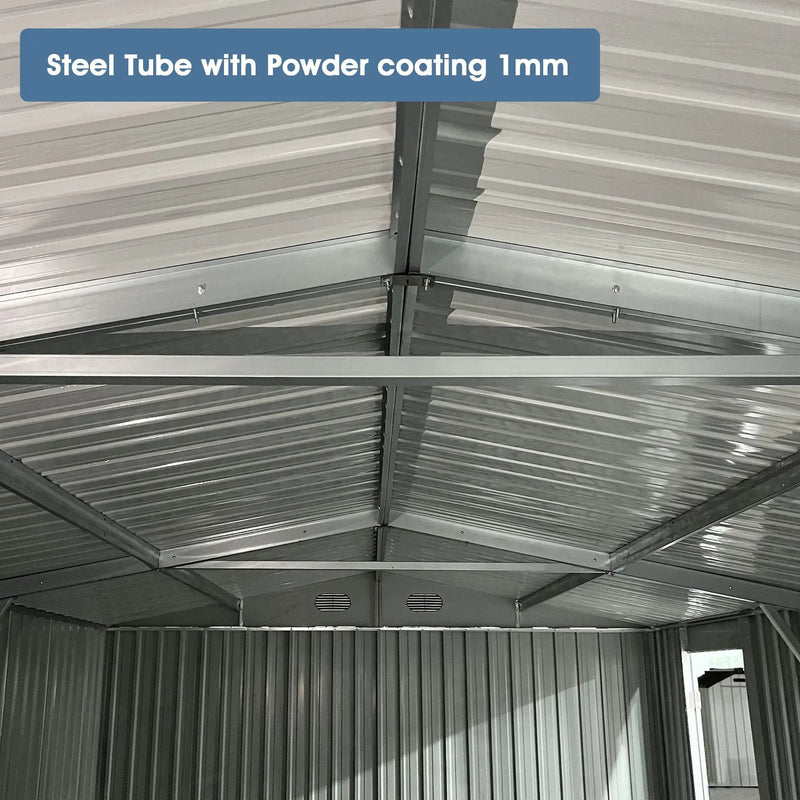 Industrial - 20' x 10' Heavy Duty Metal Garage Shed - Dark Gray by HouseOfZazla