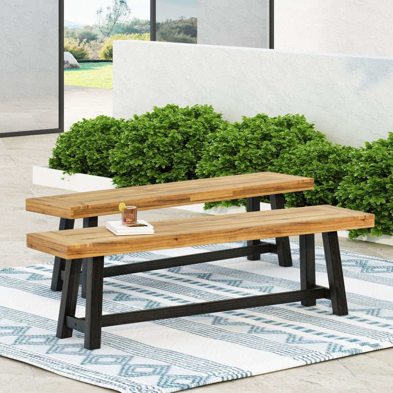 Cloud Outdoor Bench With Acacia Wood Frame And Slat Panel Design by HouseOfZazla