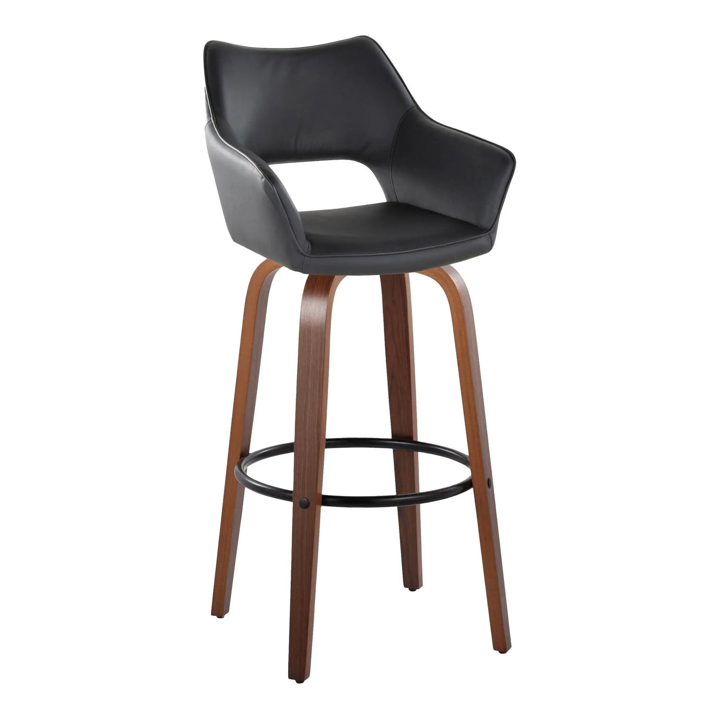 Mustang - Contemporary Fixed Height Barstool With Swivel & Round Footrest (Set of 2) by HouseOfZazla