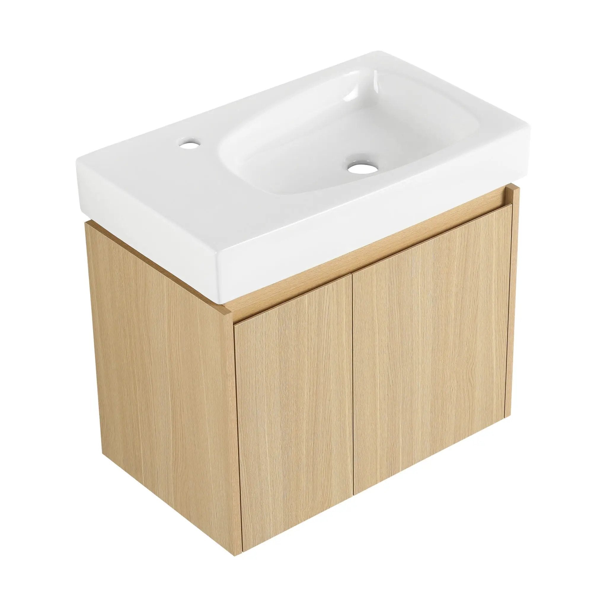 Modern Bathroom Vanity With Ceramic Basin, Wall Mounted Floating Sink Combo, Storage Cabinet by Unique Piece Furniture