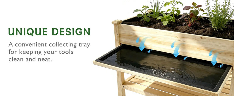 Raised Garden Bed with Water Collection Tray and Storage Shelf by HouseOfZazla