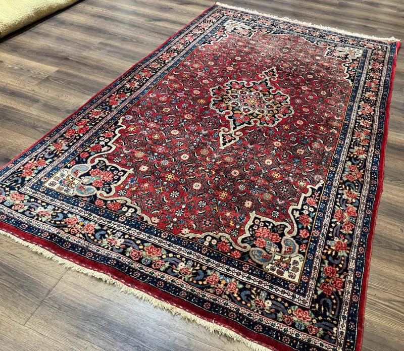 Antique Persian Rug 5x7, Red, Fine 260 KPSI, Bidjar Carpet by Jewel Rugs