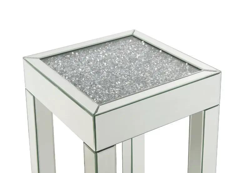 Noralie - 16" Square End Table With Glass Top - Mirrored & Faux Diamonds by Unique Piece Furniture