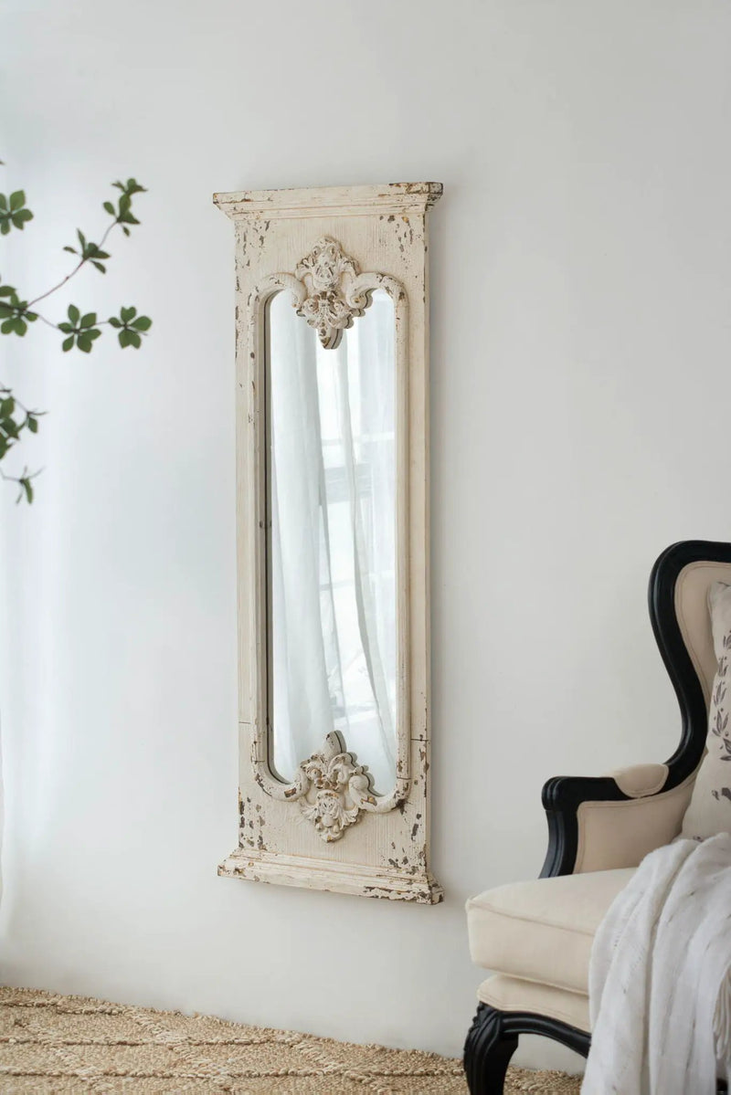 Full Length Mirror With Solid Wood Frame, Floor Mirror For Living Room Bedroom Entryway - White by Unique Piece Furniture