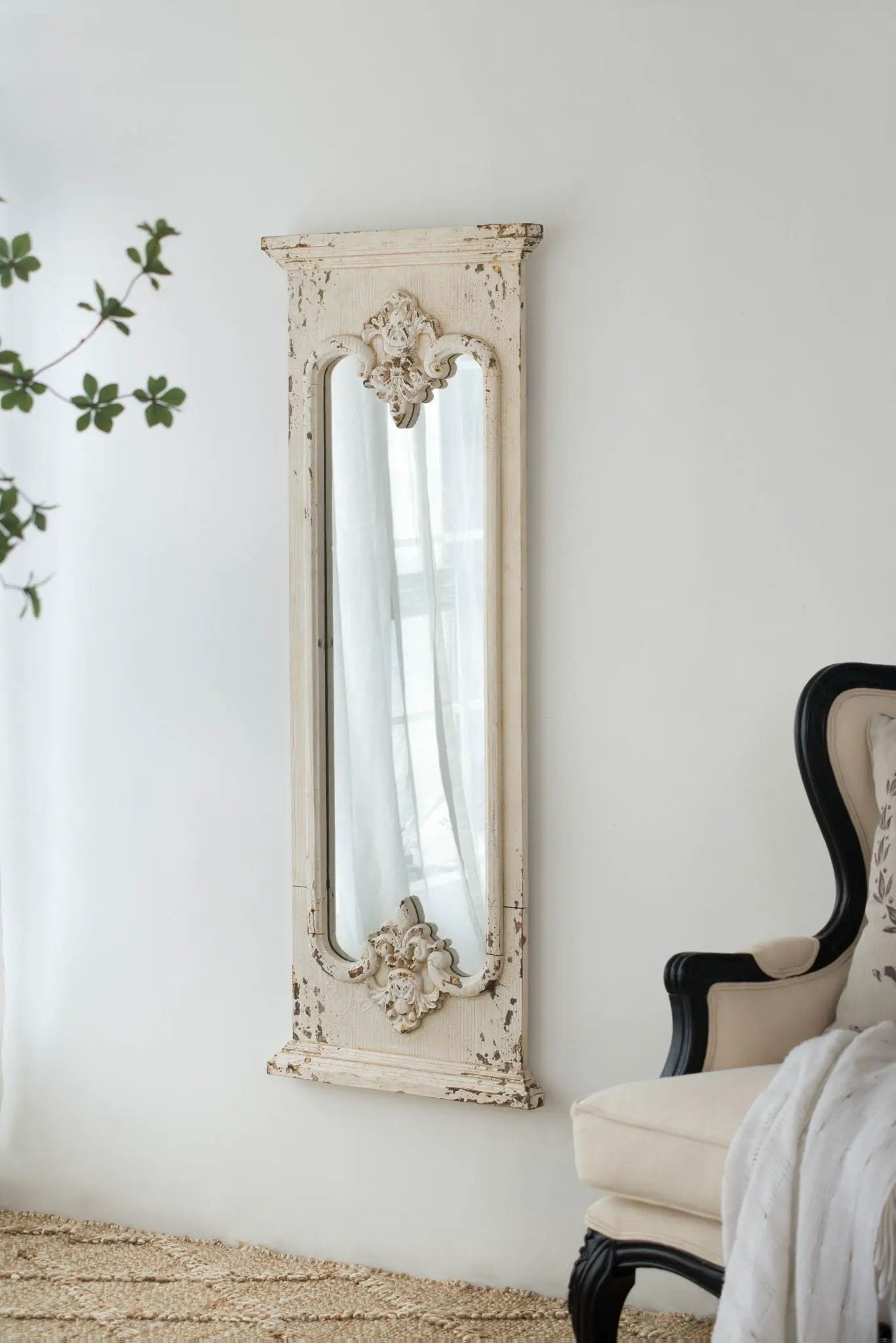 Full Length Mirror With Solid Wood Frame, Floor Mirror For Living Room Bedroom Entryway - White by HouseOfZazla