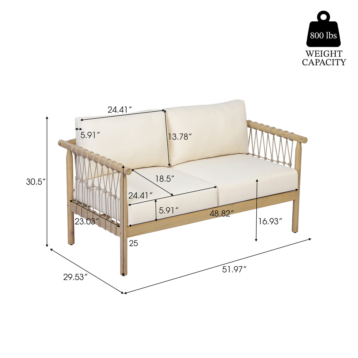 Outdoor Acacia Wood 3-Piece Furniture Set, photo 5 of 10