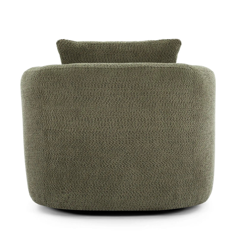 360° Swivel Barrel Sofa Chair With Throw Pillow, Upholstered Accent Chair by HouseOfZazla