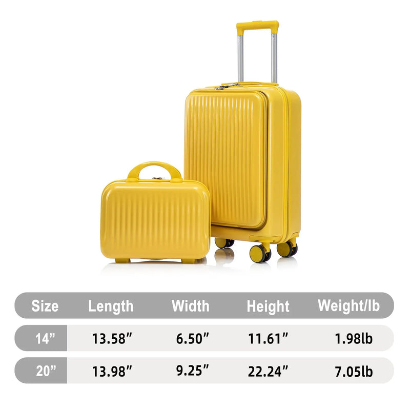 14'/20' 2-Piece ABS Spinner Wheel Luggage Set with Combination Lock by HouseOfZazla