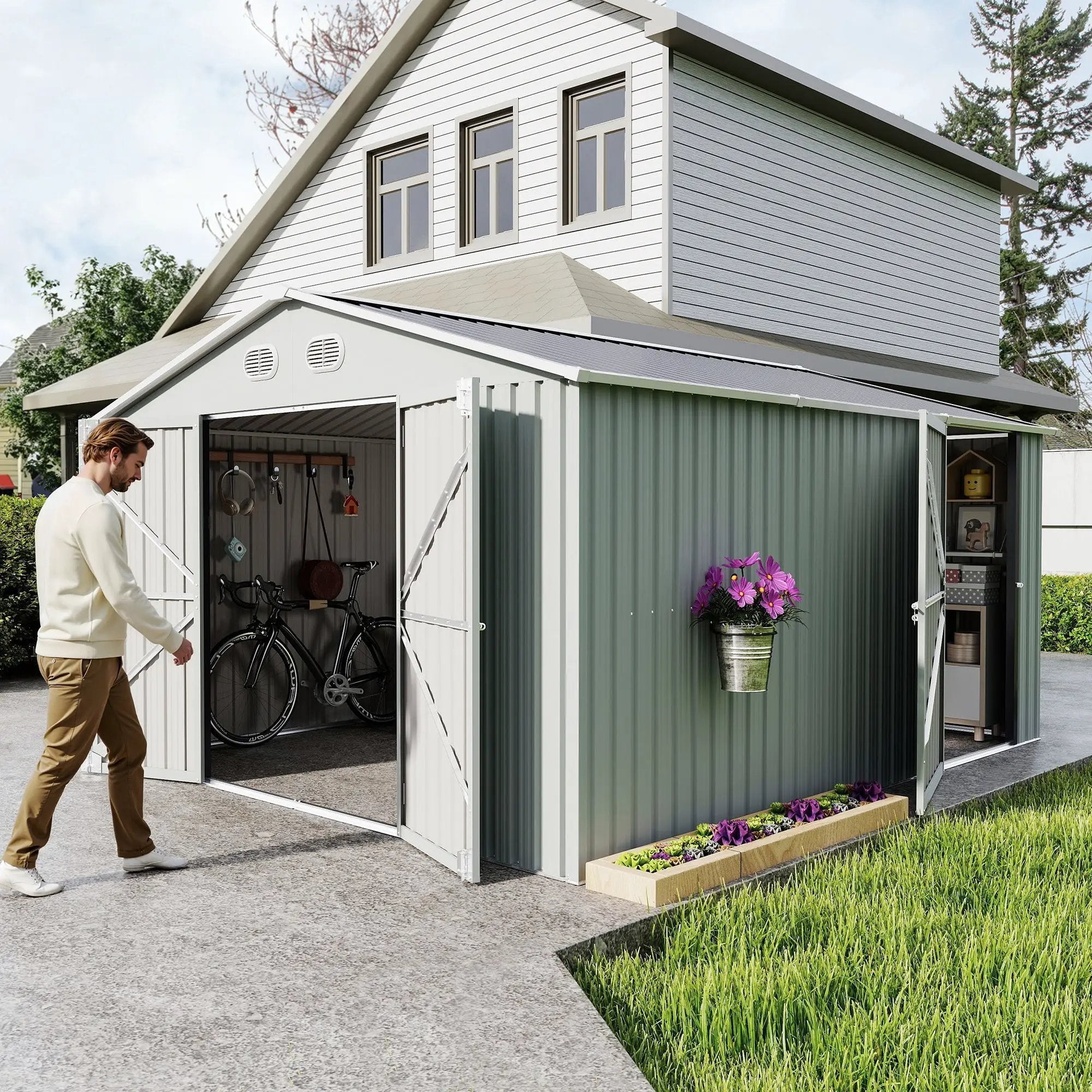 10x12 FT Outdoor Metal Storage Shed by HouseOfZazla
