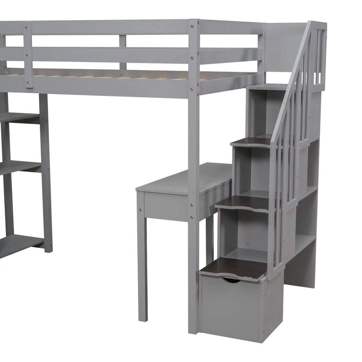 Loft Bed With Storage Drawers, Desk And Stairs With Shelves, photo 12 of 14