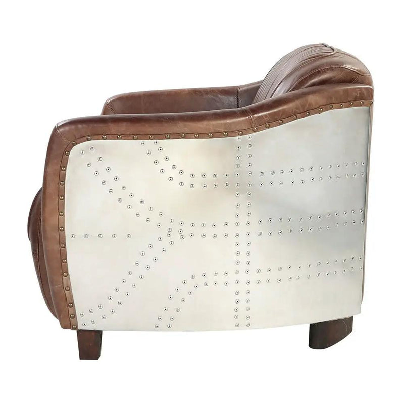 Brancaster - Loveseat - Retro Brown Top Grain Leather & Aluminum by Unique Piece Furniture
