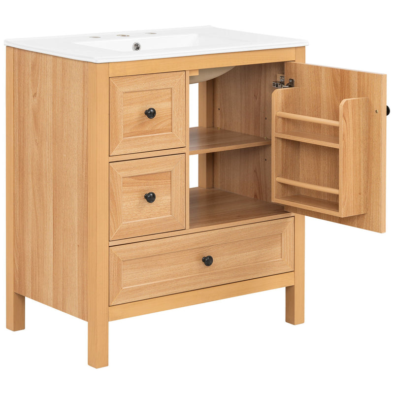 Modern Bathroom Vanity With Sink, Soft Close Drawers & Door, Storage Rack by HouseOfZazla