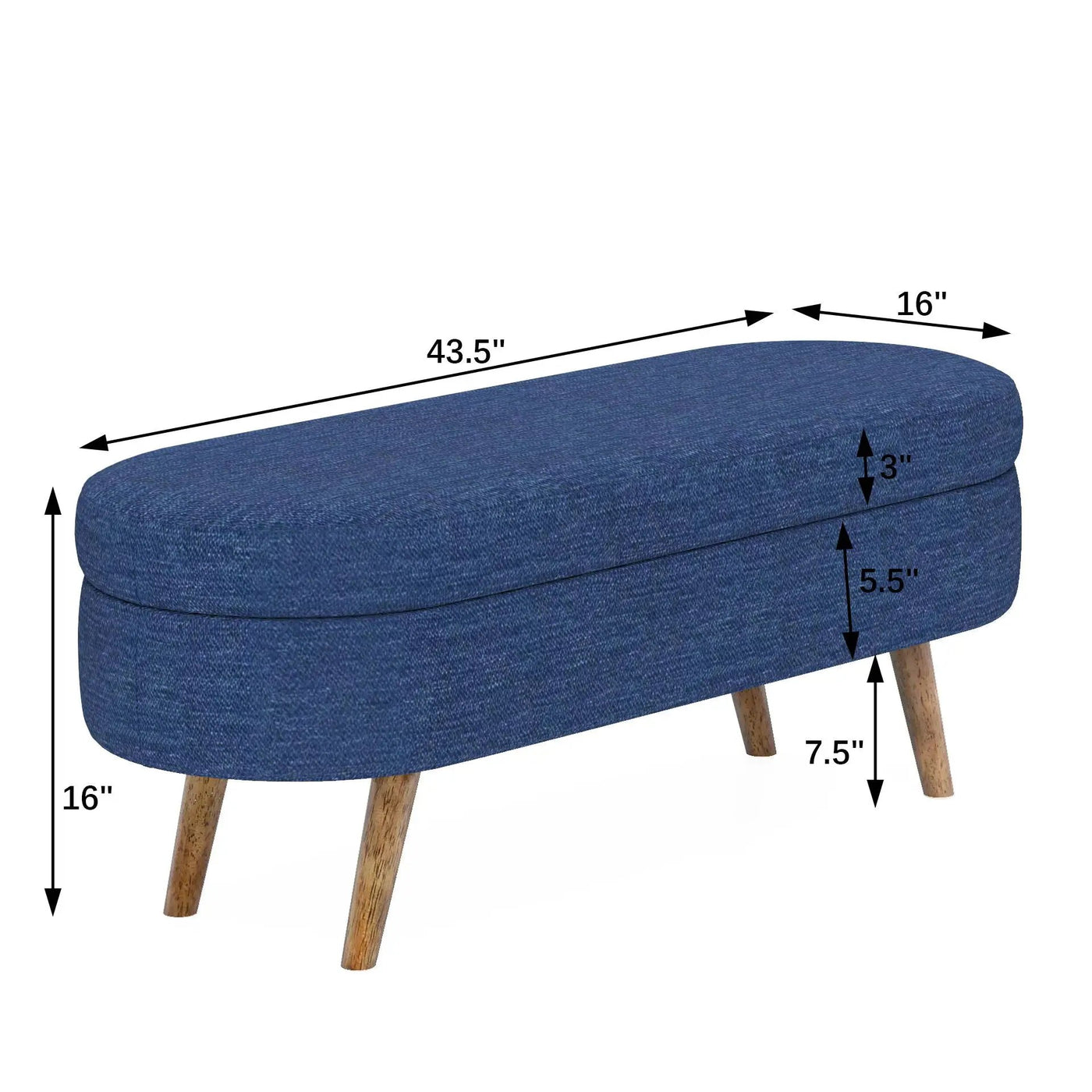 Ottoman Oval Storage Bench With Rubber Wood Legs by HouseOfZazla