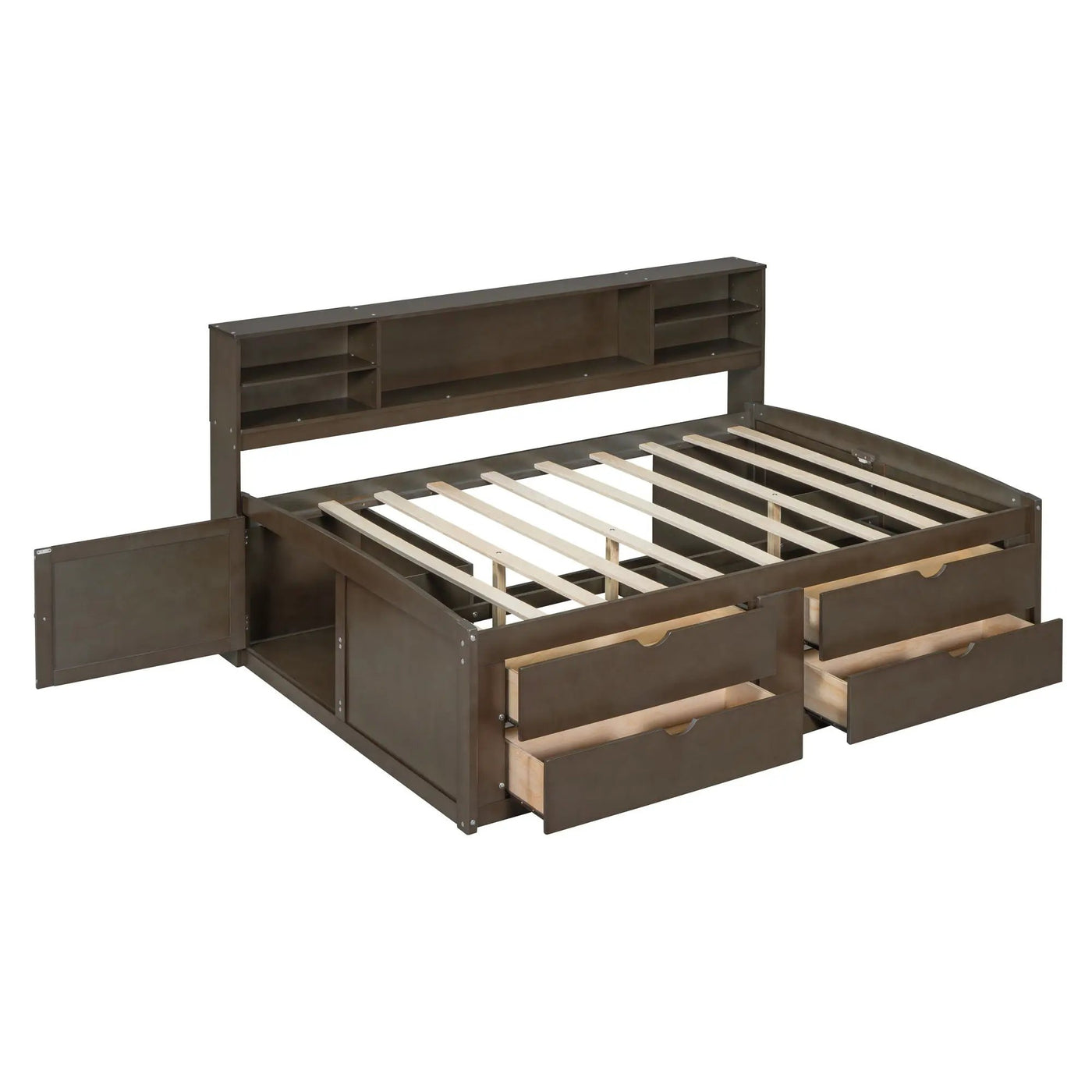 Daybed With 2 Bedside Cabinets, Upper Shelves And 4 Drawers by Unique Piece Furniture