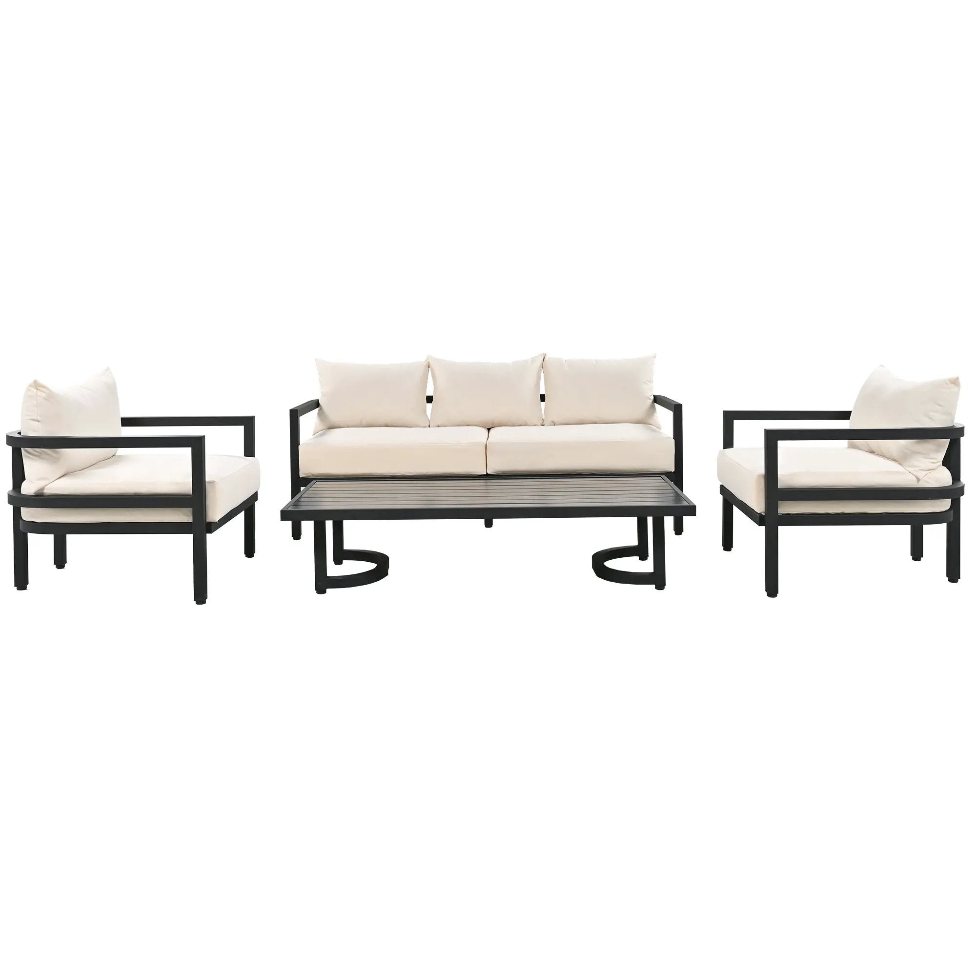 U_Style Multi-Person Outdoor Steel Sofa Set with Coffee Table by HouseOfZazla