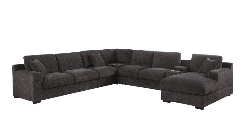 Celine - Corner Sectional Sofa With Right Facing Chaise, Cupholders, And Charging Ports - Gray by HouseOfZazla