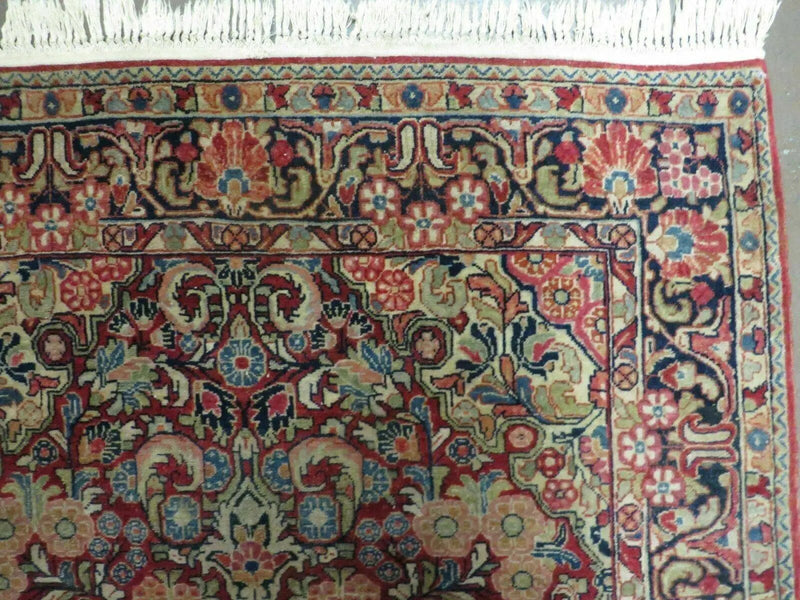 Persian Sarouk Rug 4.6 x 5, Red, Semi Antique, Floral by Jewel Rugs