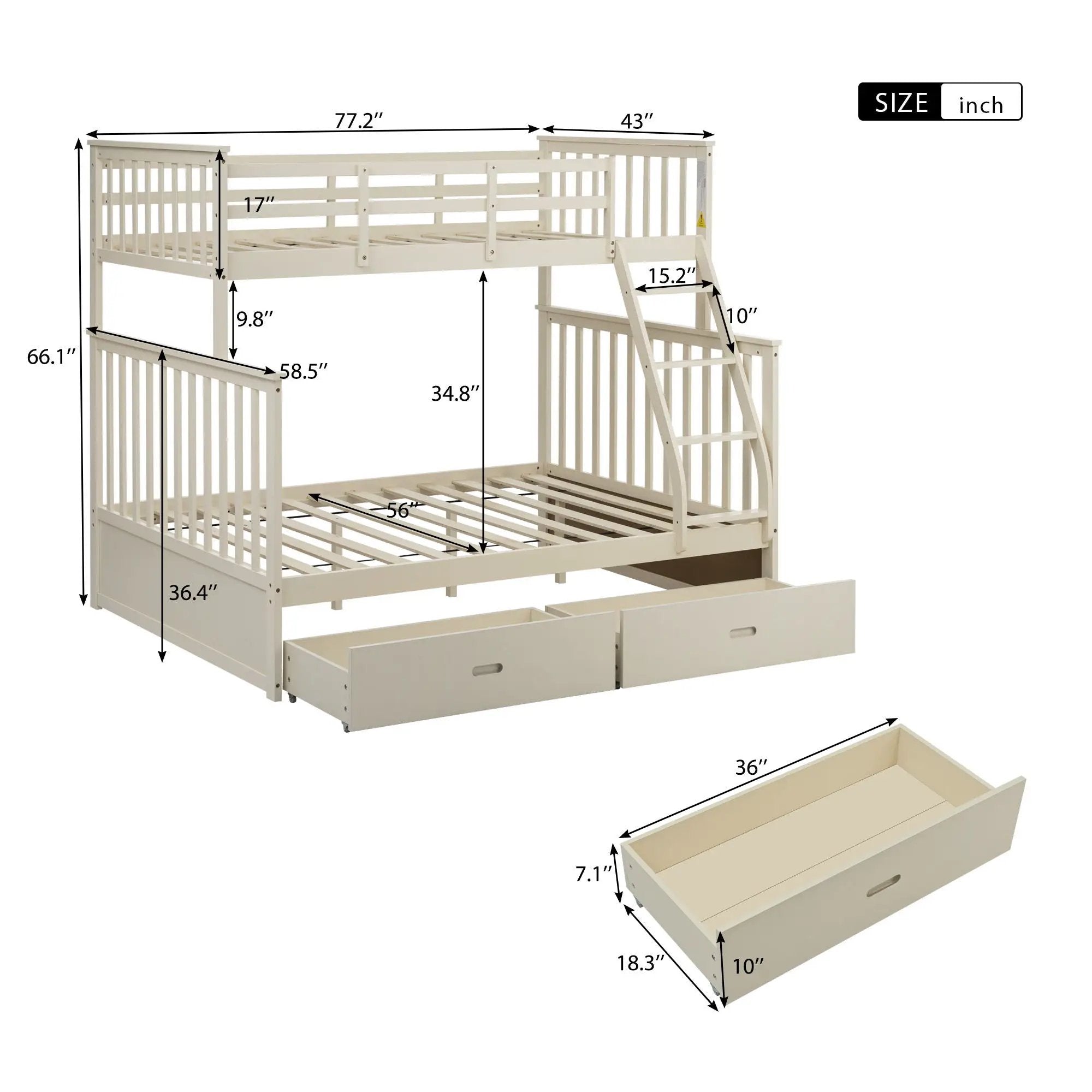 Bunk Bed With Ladder, And Safety Guard Rails by HouseOfZazla