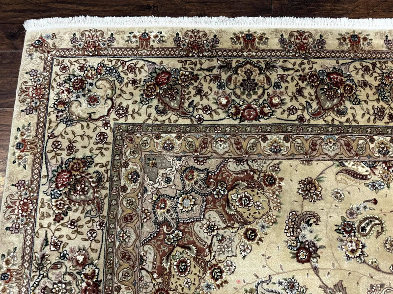 Sino Persian Rug 8x10, Wool and Silk Highlights, 290 KPSI, Floral Medallion by Jewel Rugs