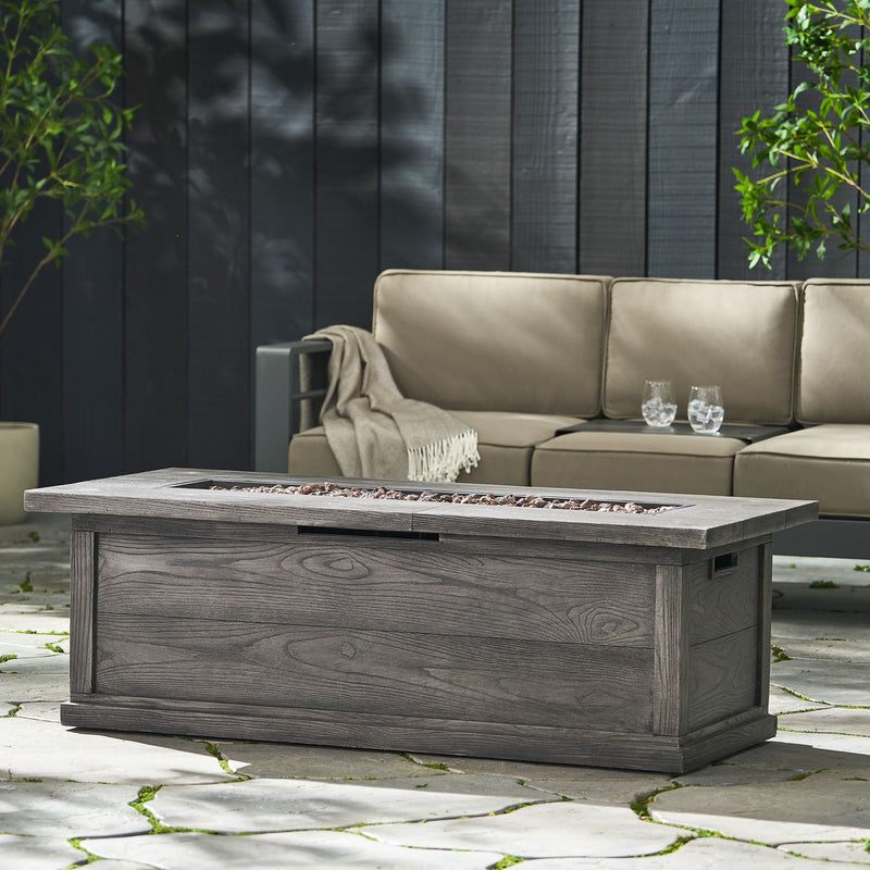 Transitional Rectangular Outdoor Propane Fire Pit With 50,000 BTU by HouseOfZazla