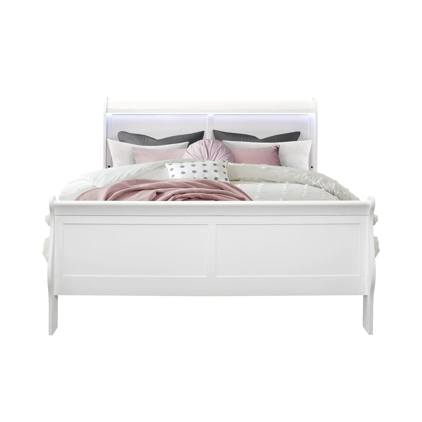 Charlston - Modern Sleigh Design Bed With LED by HouseOfZazla