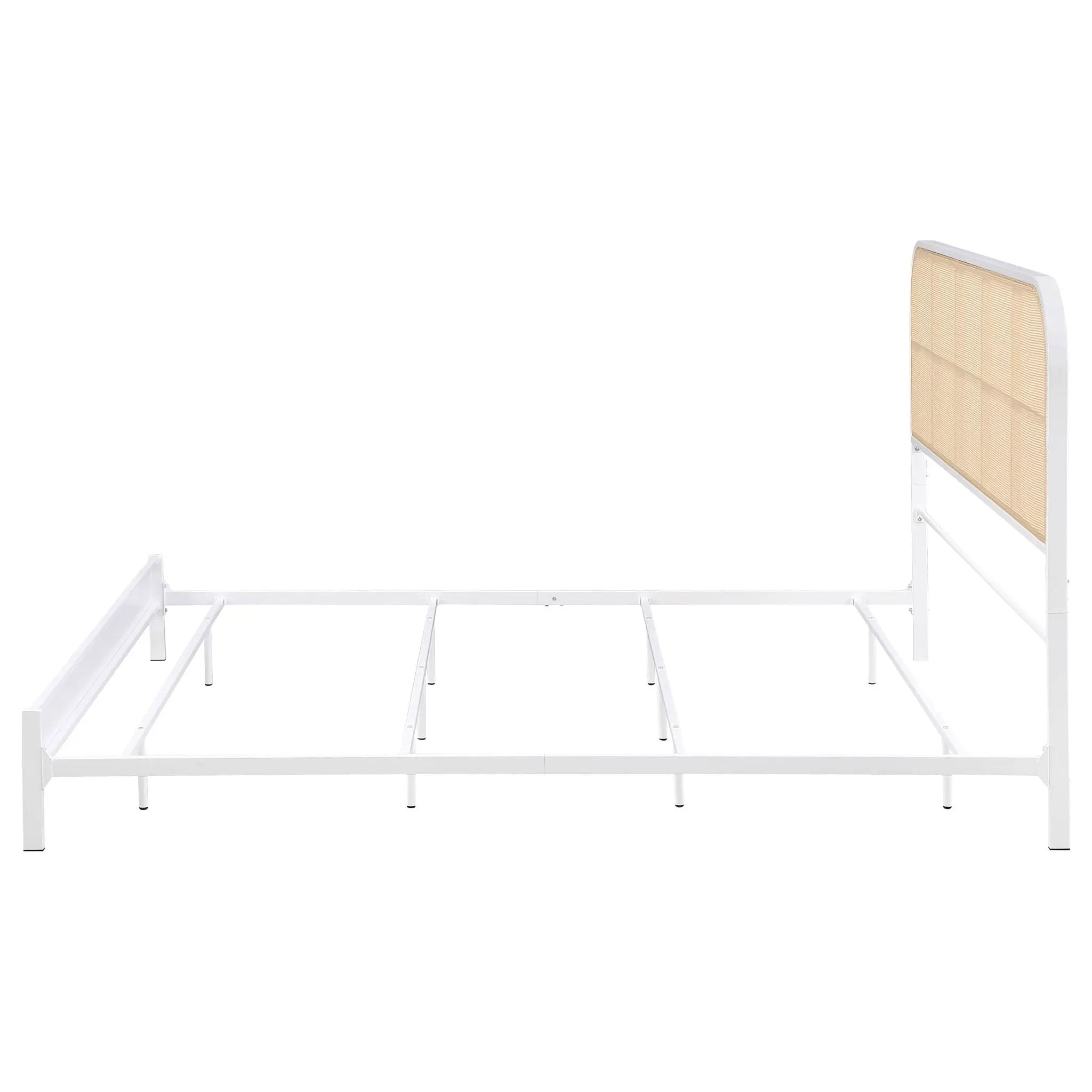 Amherst Radio Weave Rattan Metal Eastern King Bed White by Unique Piece Furniture