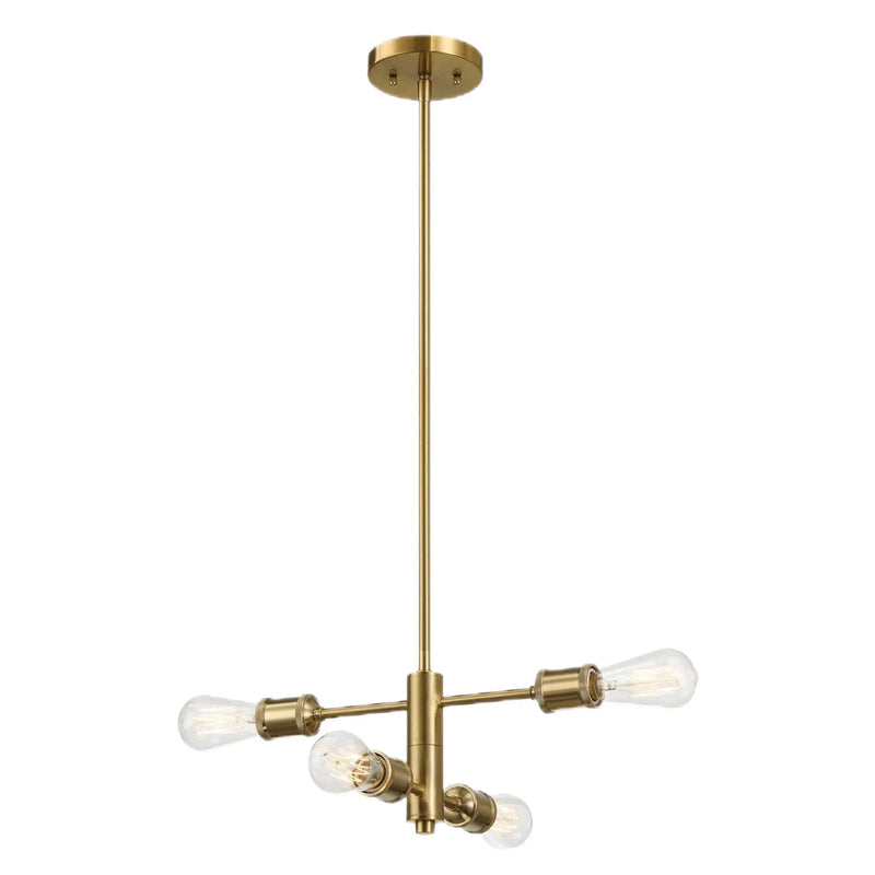 Trellis - 4 Lights Modern Gold Chandelier Vintage Pendant Fixture For Living Room - Clear / Gold by HouseOfZazla