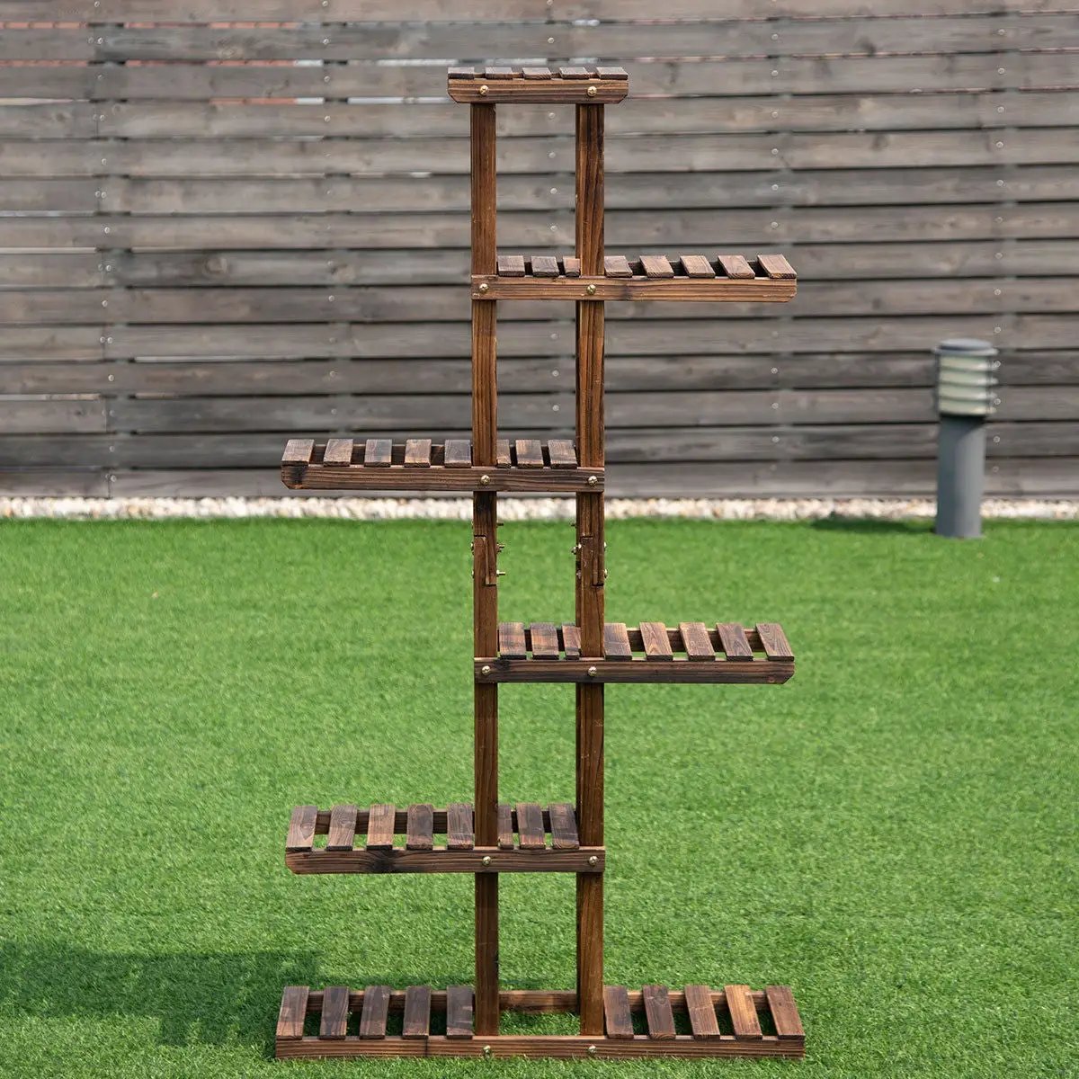 6 Tier Garden Wooden Shelf Storage Plant Rack Stand by DirectDeals