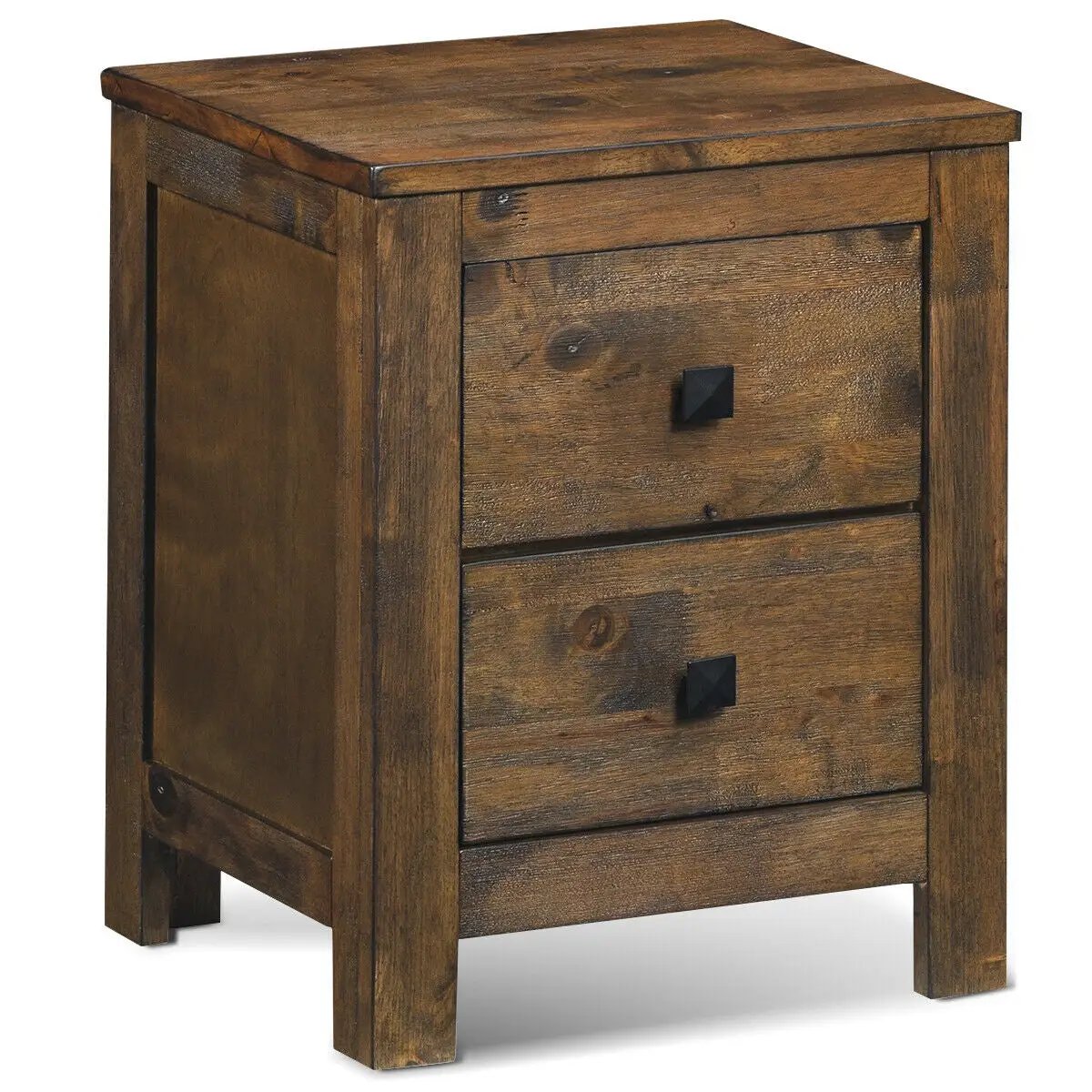 Wood 2 Storage Sliding Drawers End Nightstand-Oak by DirectDeals