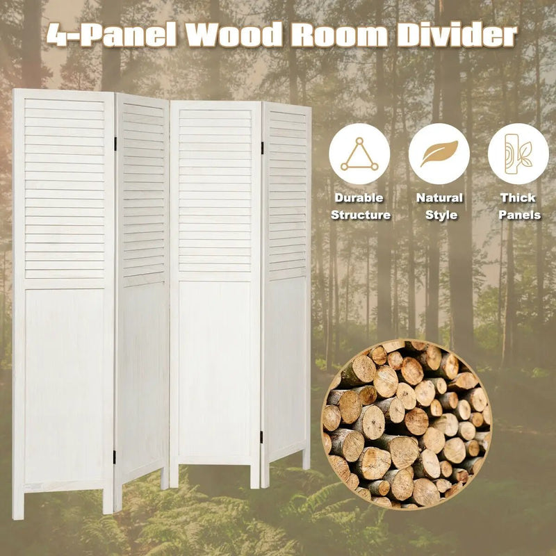 5.6 Ft Tall 4 Panel Folding Privacy Room Divider by DirectDeals