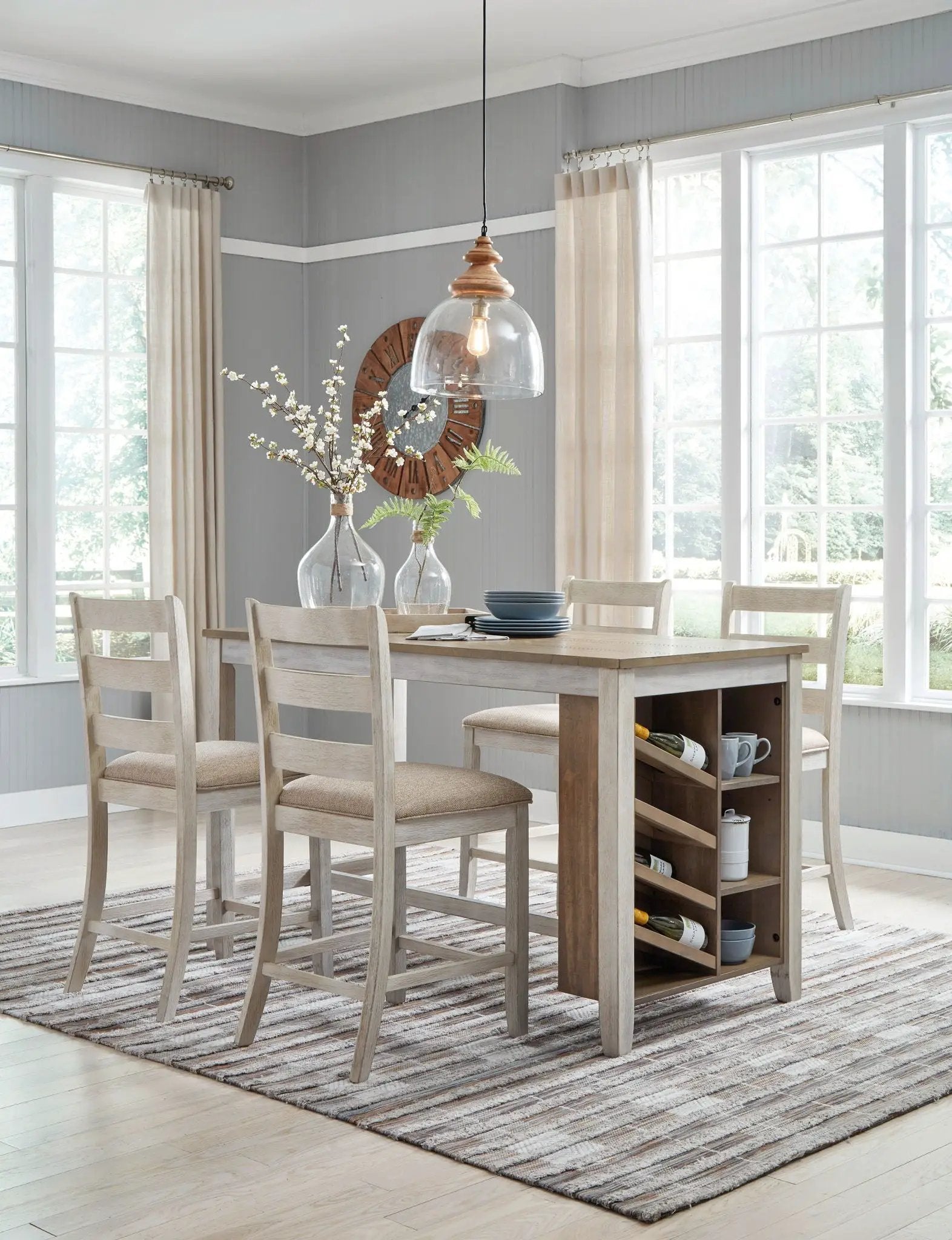 Skempton - Rectangular Counter Table With Storage - White by Unique Piece Furniture
