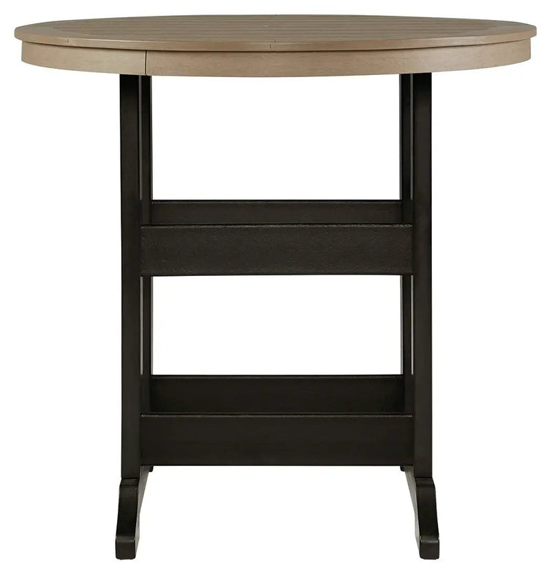 Fairen Trail - Round Bar Table w/Umb OPT - Black / Driftwood by Unique Piece Furniture