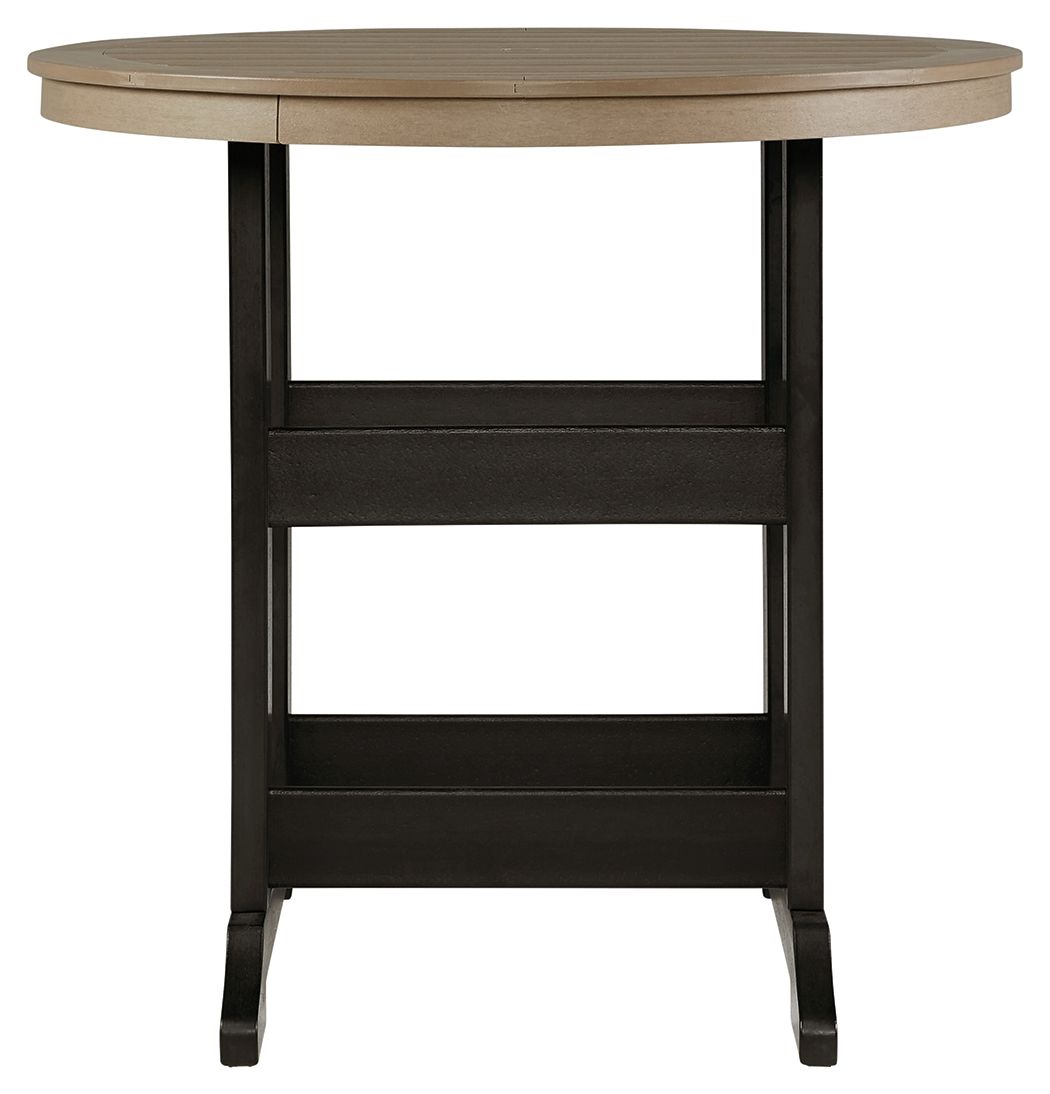 Fairen Trail - Round Bar Table w/Umb OPT - Black / Driftwood, photo 6 of 7