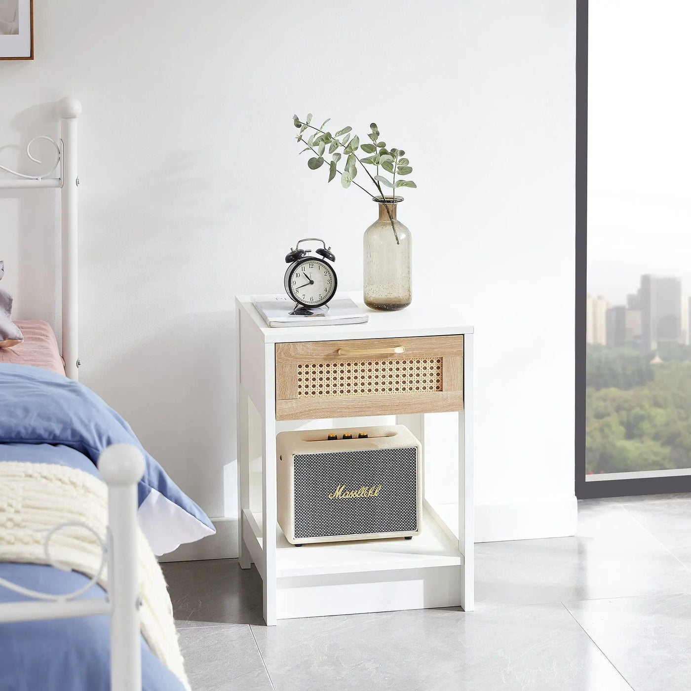 15.75" Rattan End Table With Drawer, Modern Nightstand, Side Table For Living Room, Bedroom by Unique Piece Furniture