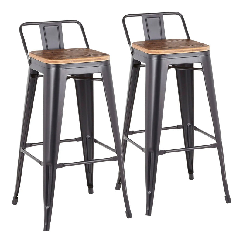 Oregon - Industrial Low Back Barstool (Set of 2) - Black by Unique Piece Furniture