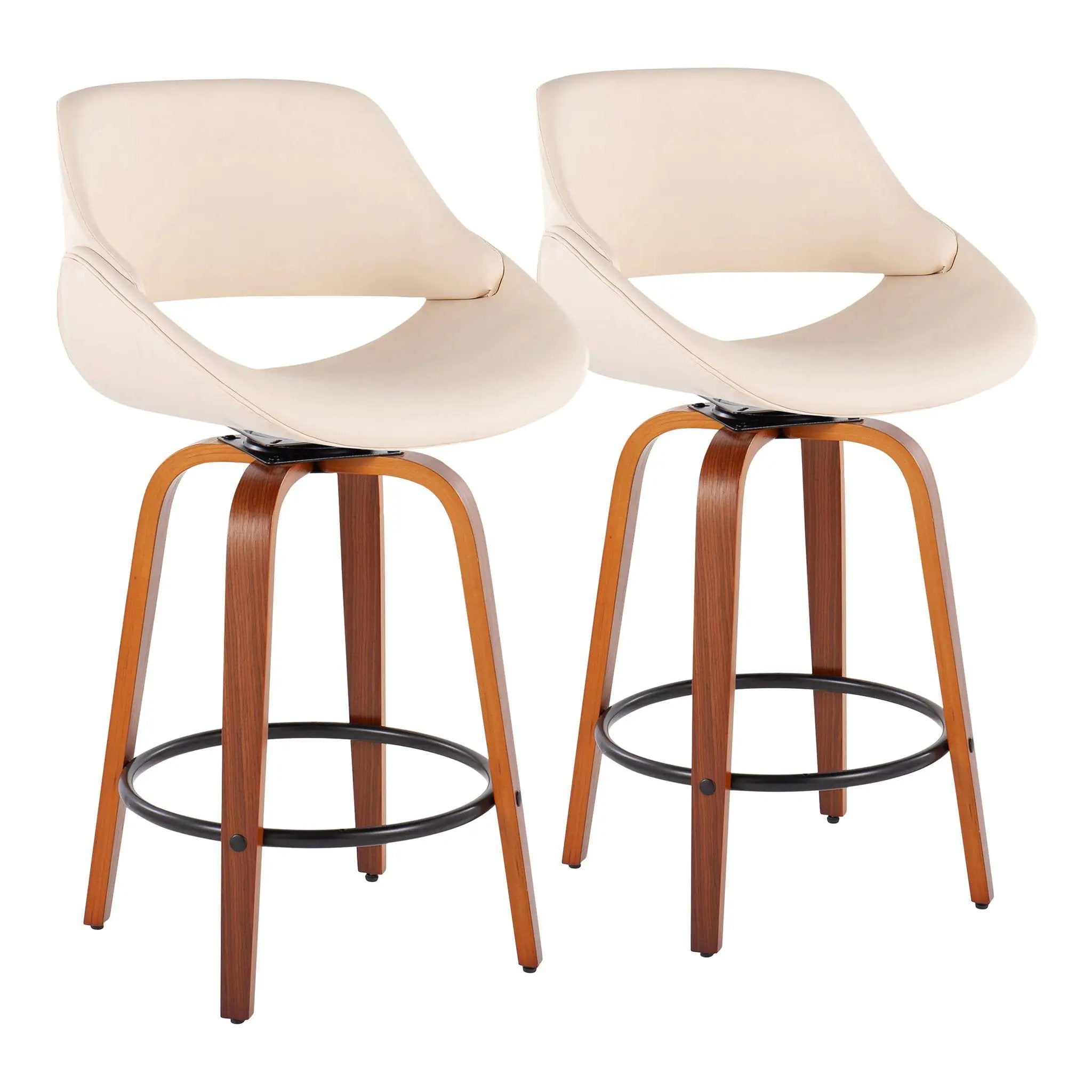 Fabrico - Mid Century Modern Fixed Height Counter Stool And Round Footrest (Set of 2) by Unique Piece Furniture