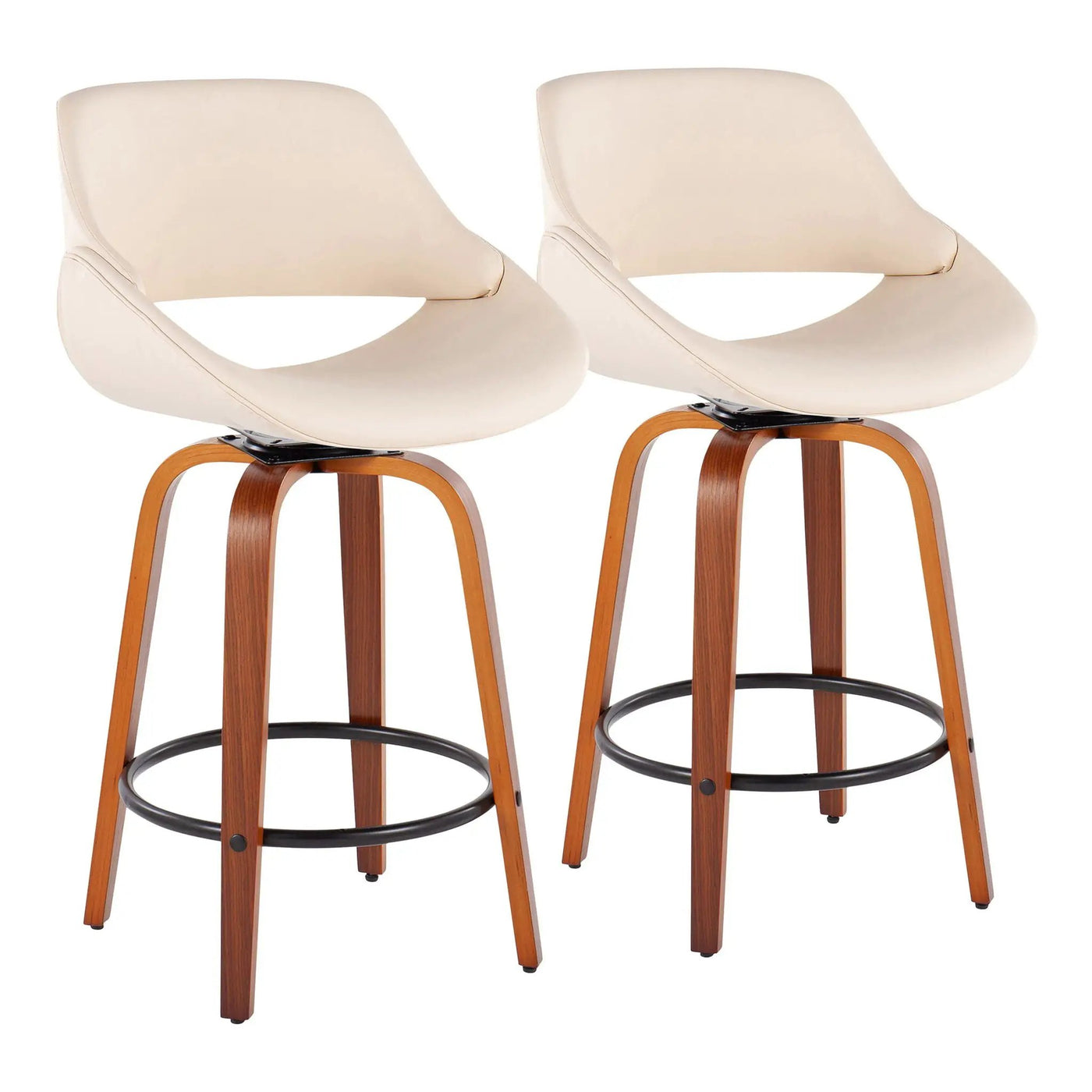 Fabrico - Mid Century Modern Fixed Height Counter Stool And Round Footrest (Set of 2) by HouseOfZazla