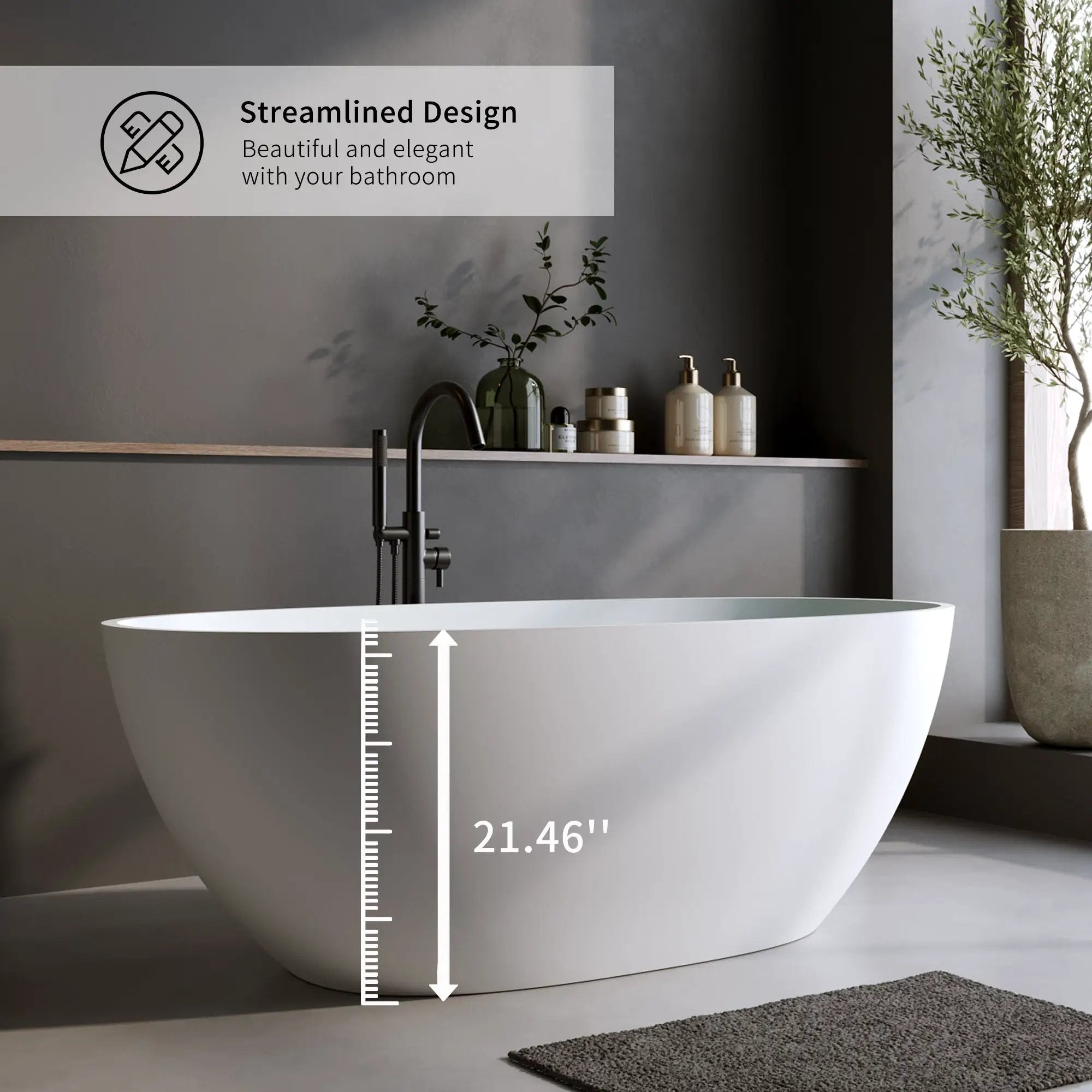 Solid Surface Freestanding Soaking Tub by HouseOfZazla