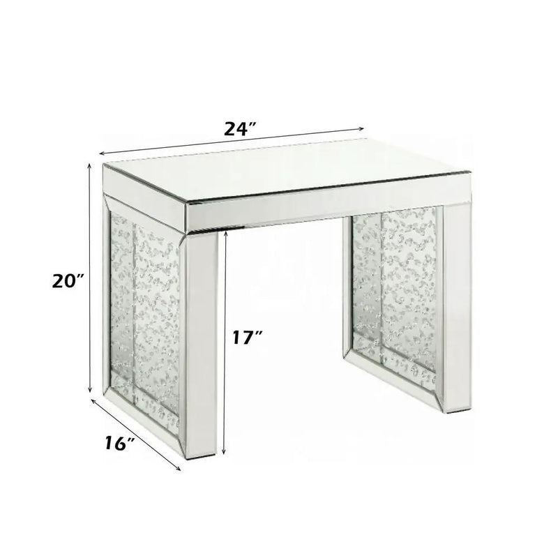 Nysa - 20" Accent Table - Mirrored & Faux Crystals Inlay by Unique Piece Furniture
