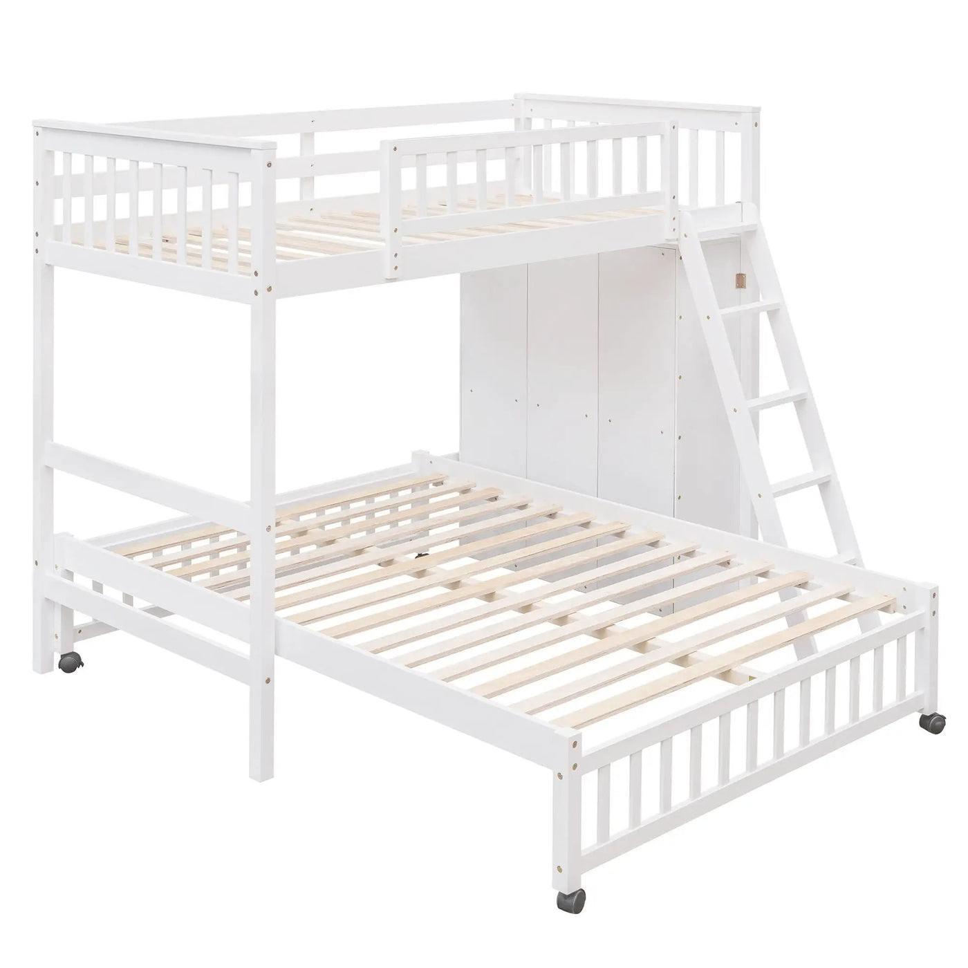 Bunk Bed With 6 Drawers And Flexible Shelves, Bottom Bed With Wheels by HouseOfZazla